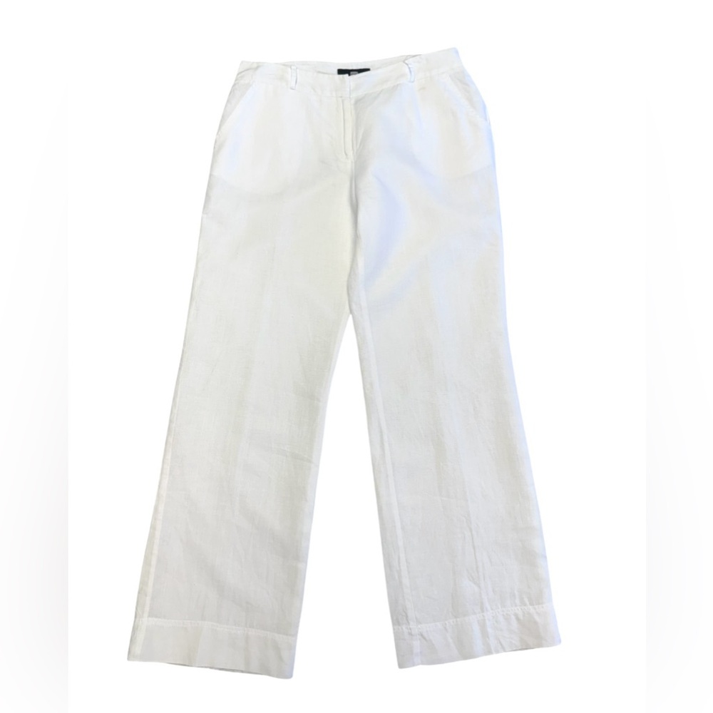 Debbie Shuchat White Linen Wide-Leg Lined  Pants Size 10